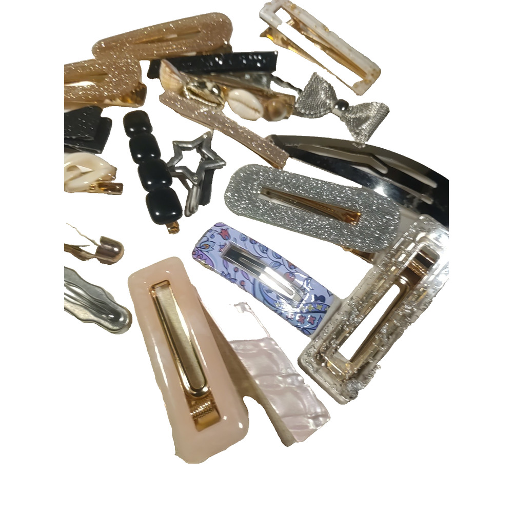 Hair Barrette Lot Of 21 Hair Clips Pink Silver Tone - Picture 3 of 7